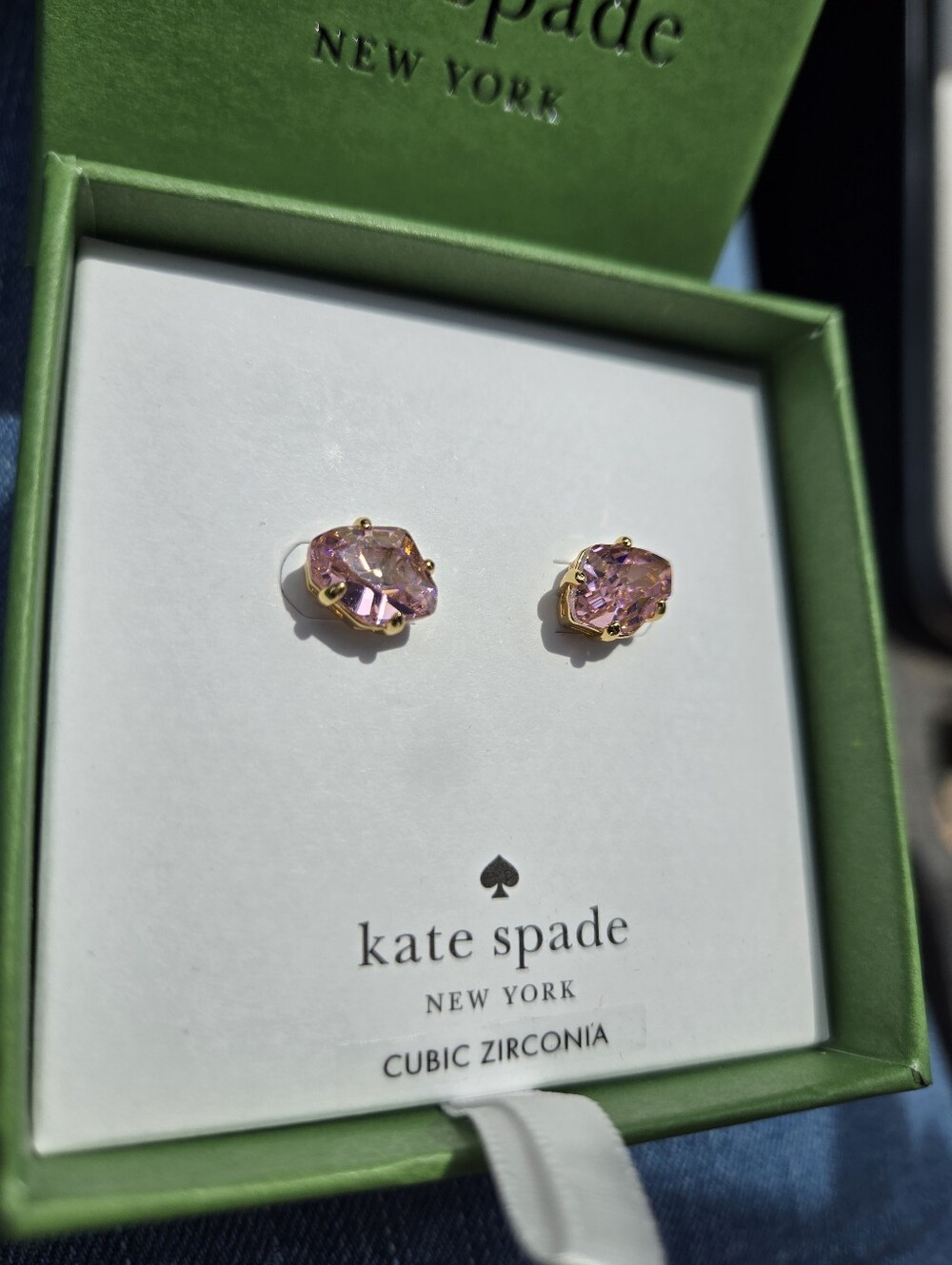 kate spade Gold-Tone Pink Cubic Zirconia Stud Earrings NWT - Picture 3 of 3